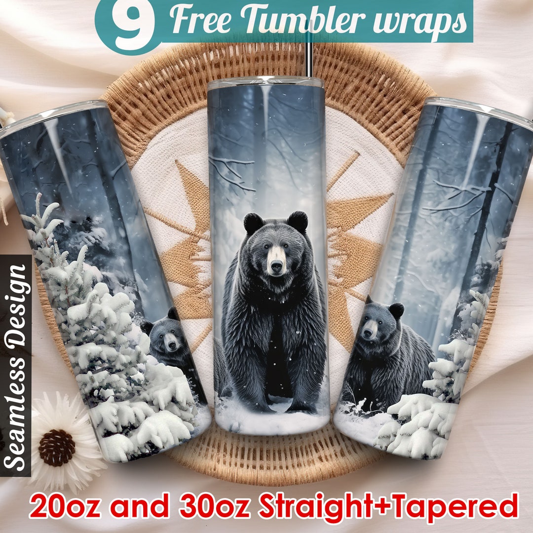 Black Bear Tumbler Wrap 20 Oz Tumbler Sublimation Designs Sublimation ...