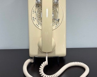 Vintage Fully Restored Rotary Wall Telephone - Ivory