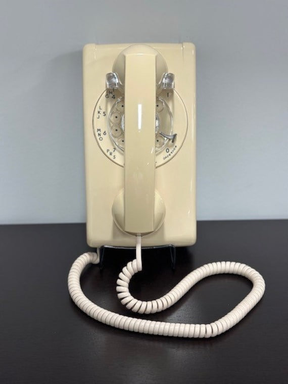 Vintage Fully Restored Rotary Wall Telephone - Ivory