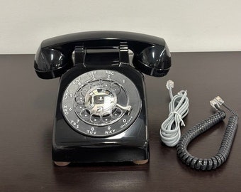 Vintage Fully Restored Rotary Desk Telephone - Black
