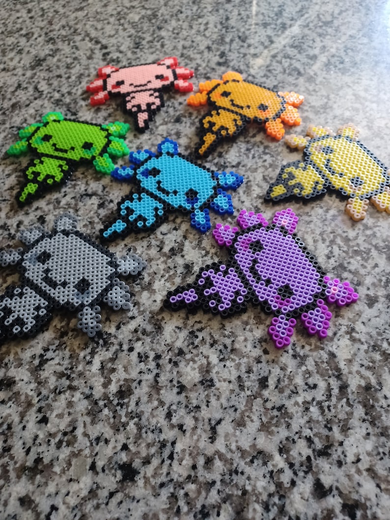 Cute Colorful Axolotl Hama Fuse Perler Bead Art Designs Etsy