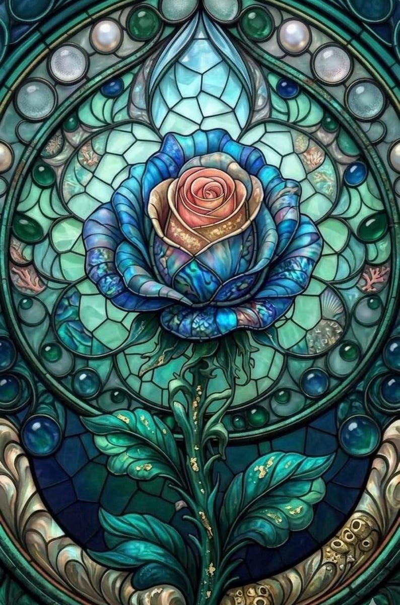 Stained Glass Roses | Sun Catcher Sticker Decals | 2”, 3”, 4” Clear ...