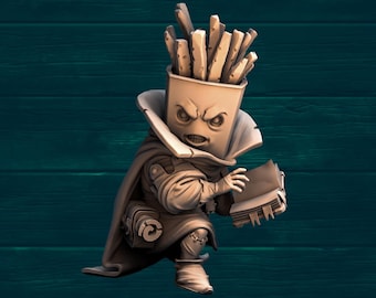 Brujo de patatas fritas / ¡LUCHA DE COMIDA! de Quirky Unlimited / Juegos de rol de mesa / D&D / Miniaturas de juegos de guerra