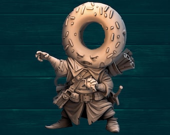 Donut Battle Mage / ¡LUCHA DE COMIDA! de Quirky Unlimited / Juegos de rol de mesa / D&D / Miniaturas de juegos de guerra