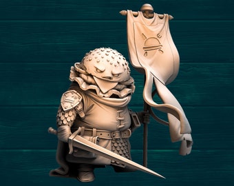 Bannerman con hamburguesa con queso / ¡LUCHA DE COMIDA! de Quirky Unlimited / Juegos de rol de mesa / D&D / Miniaturas para juegos de guerra