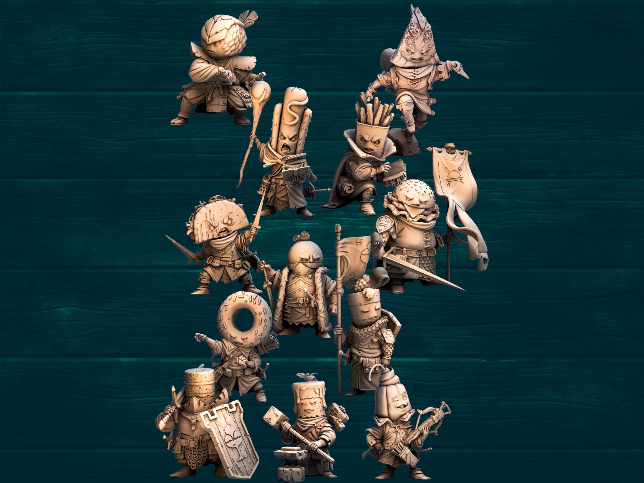 Minijuegos de lucha de comida / ¡LUCHA DE COMIDA! de Quirky Unlimited / Juegos de rol de mesa / D&D / Miniaturas de Wargaming