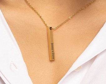 Personalized Name Necklace, Custom Name Necklace, Personalized Name Bar Necklace, Name Necklace, Gift For Her, Birthday Gift, Engraved Gift