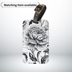 Luggage Tag, Silhouette Flowers, Travel Accessories, Backpack ID Tag, Suitcase Name Label, Baggage Identifier, Cute Coquette Design