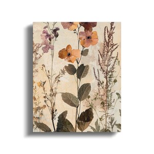 Dried Botanicals Botanical Canvas Wall Art, Wildflowers Art Print, Vintage Floral Wall Decor, Nature Inspired Canvas