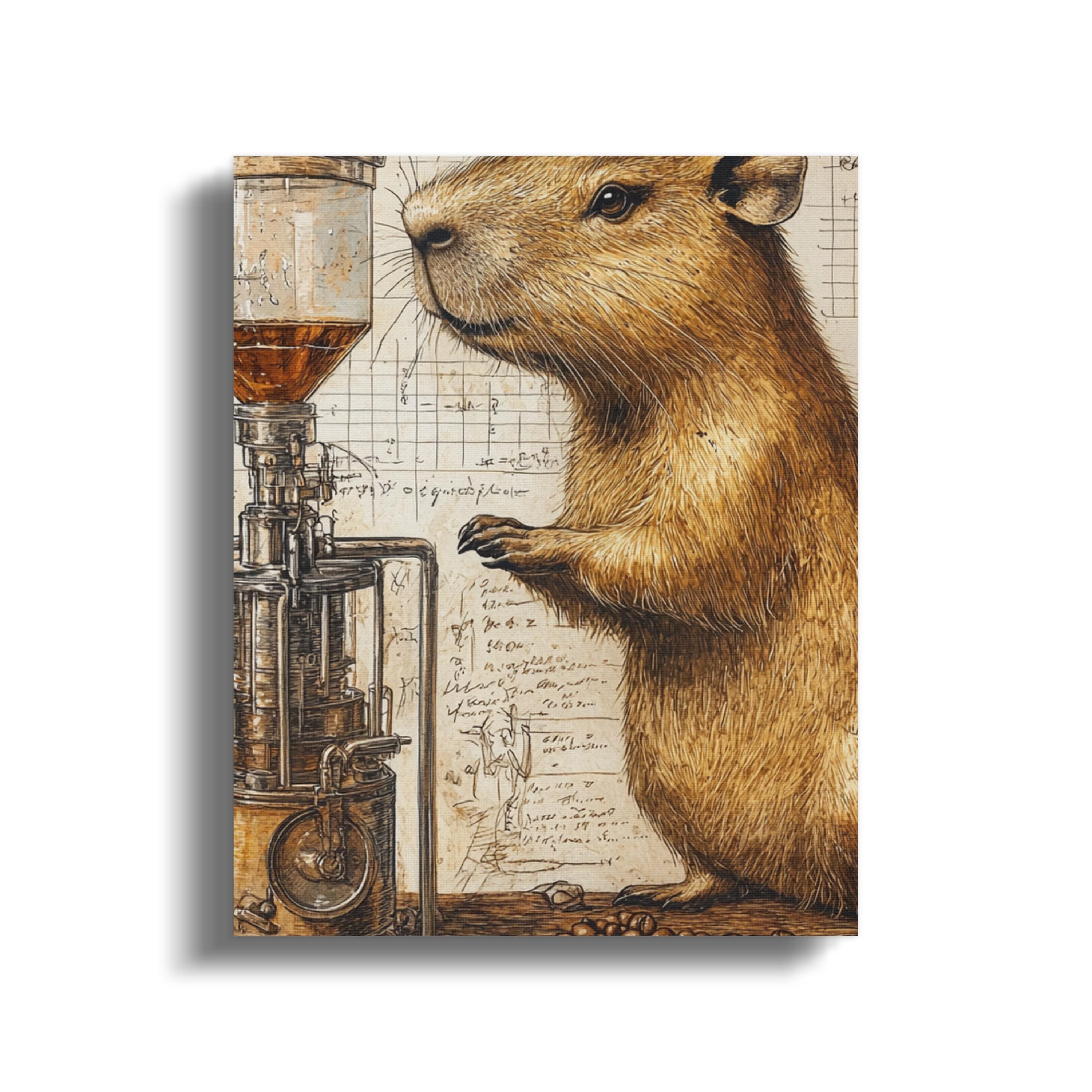 カピバラ バリスタ キャンバス ラップ: スチームパンク モルモット