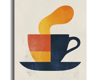 Matisse Inspired Coffee Cup Canvas: Modern Geometric Art Print