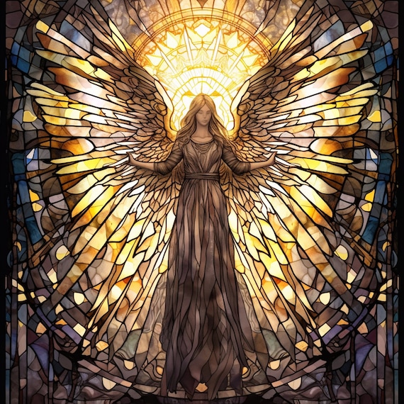 Stained Glass Angel High Resolution Instant Download PNG Digital Download PNG