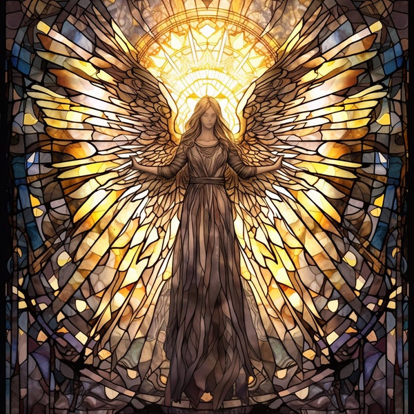 Stained Glass Angel High Resolution Instant Download PNG Digital Download PNG