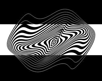 Black and White Geometric Illusion Art | Abstract | Minimalist | Digital Art | Modern Art | Optical Illusion | Line Art