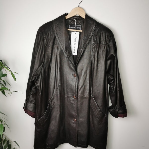 Leather cherry jacket - vintage * 80s