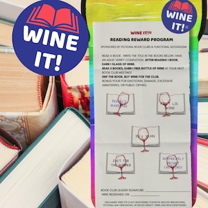 Wine It Book Club Wine Tote, Funny 90s Kid Reading Tracker Bag, Millennial Bookish Gift, Retro Wine Carrier for Romance Readers
