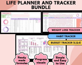 2025 Life Planner Spreadsheet Bundle | Monthly Budget Tracker, Weekly Weight Loss Tracker & Habit Tracker | Digital Google Sheets Template