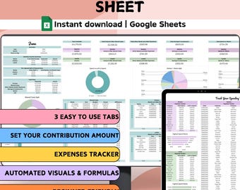 Blue Couple's Monthly Budget Planner | Google Sheets | Finance Spreadsheet Template | Expense Bill Savings Debt Income Tracker Beginner
