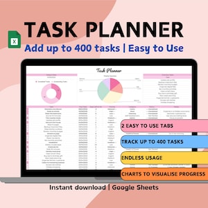 Taakplanner-spreadsheet | Google Spreadsheets | Dagelijkse routine |  Doellevenplanner | Eenvoudige roze takenlijst tracker levensplanning