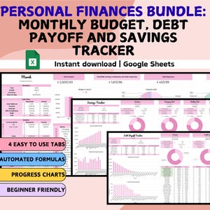 Bundel persoonlijke financiën | Budget-, schuldaflossings- en spaartrackers | Google Spreadsheets | Sjabloon persoonlijke financiën 2025 | Eenvoudig te gebruiken