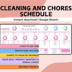 Spreadsheet Reiniging en klusjesschema | Google Spreadsheets | Home Onderhoudsbeheer | Checklist voor planner-organizer-tracker