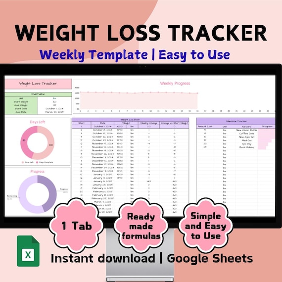 Weight Loss Tracker Spreadsheet Google Sheets Template Log