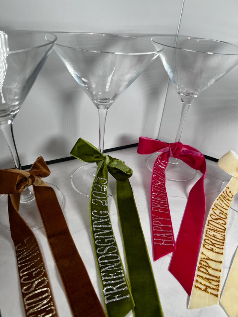 Personalized Friendsgiving Velvet Ribbon – Hostess Gift, Place Setting ...