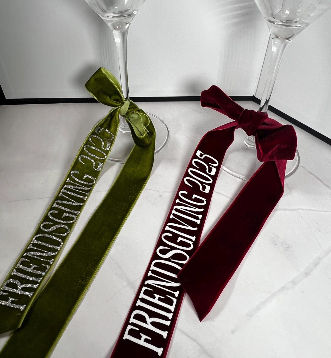 Personalized Friendsgiving Velvet Ribbon – Hostess Gift, Place Setting ...
