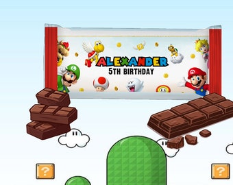 Set van 12 Hershey's chocoladerepen, Mario Bros, verpakte chocoladereep, gepersonaliseerde reep