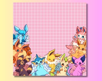 Bloc de notas kawaii con dibujos animados: papelería bonita, blocs de notas rosas