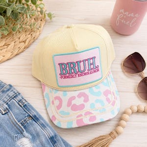 BRUH Formerly Known as Mom Trucker Hat | Funny Mom Hat | Retro Leopard Print Patch Hat | Cute Baseball Cap for Moms | Motherhood Gift