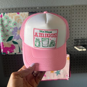 Three Amigos, Tequlia, Shots, Drinking, Checkered, Pink, SnapBack, Trucker Hat