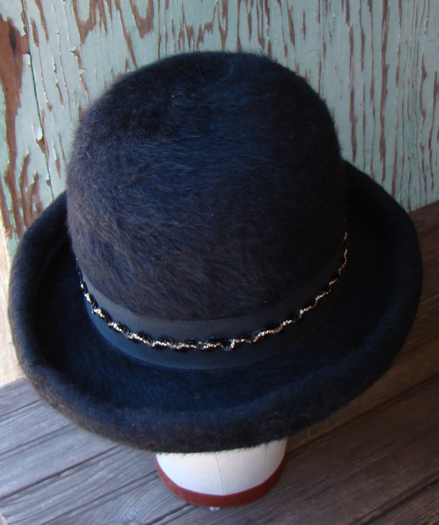 Ladies Union Made Karen K Originals Black Wool Fur Felt Sequin