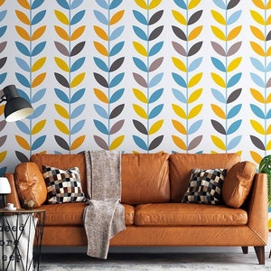 Peel & Stick Herringbone Leaf Wall Decal, Non Woven Removable Laurel Leaves Wallpaper, Stylish Wall Art for Easy Home Makeover Gift