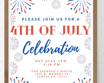 Editable 4th of July Invitation