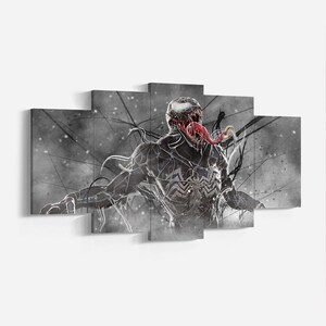 Venom Canvas Decor, Venom High Quality Canvas Print, Venom 5 Piece Canvas Artwork, Venom Poster, Gift for Comic Fan, Ready to Hang