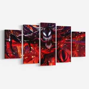 Venom from Hell Canvas Decor, Venom High Quality Canvas Print, Venom 5 Piece Canvas Artwork, Venom Poster, Gift for Comic Fan, Ready to Hang