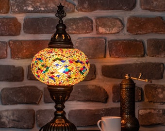 Turkish Lamp, Moroccan Mosaic Lamps, Desk Lamps, Table Lamp, Home Decor, Antique Decorative Glass Bohemian Vintage Lamps, Bedroom Livingroom