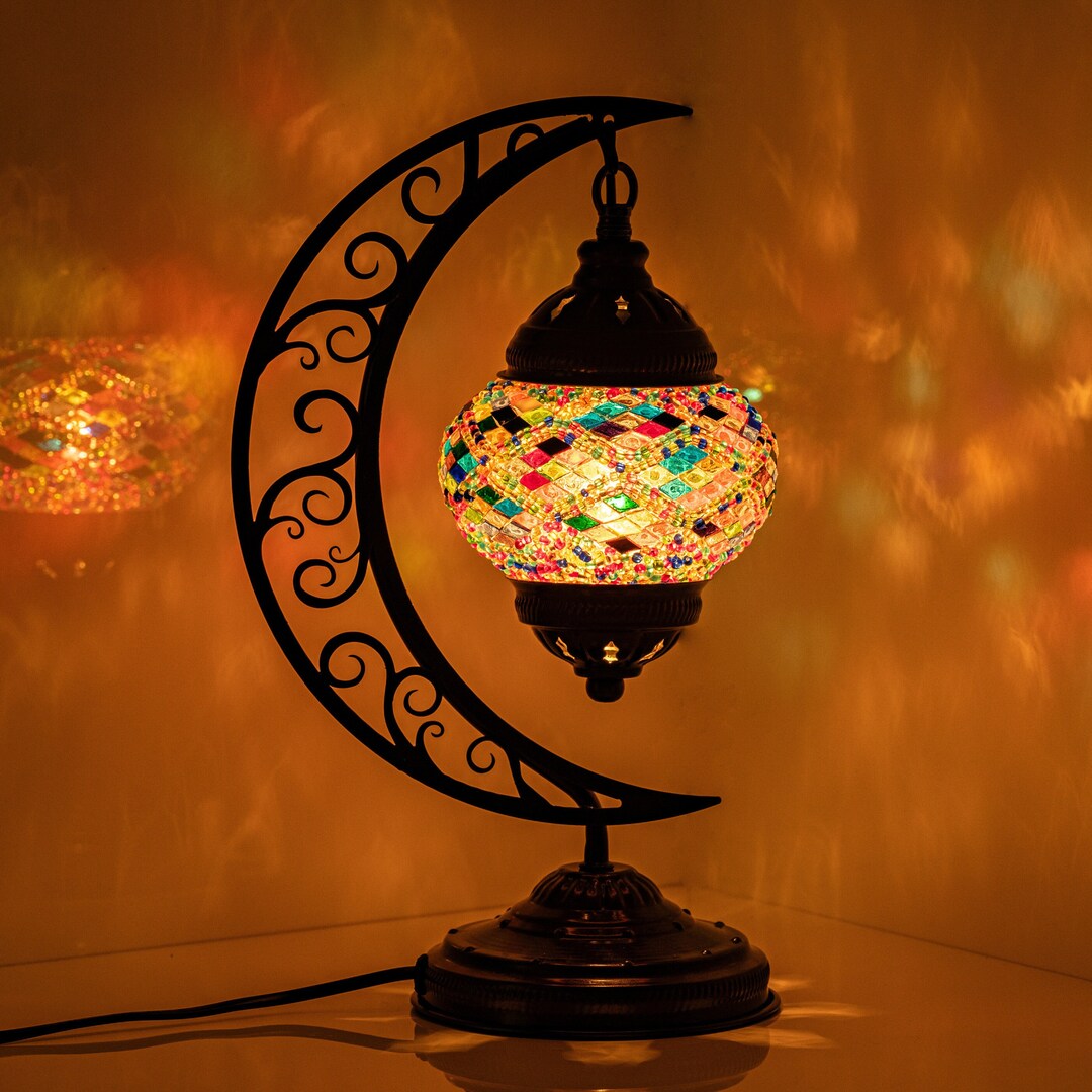 Antique Table Lamp, Turkish Mosaic Lamp, Decorative Home Lighting, Moroccan Lamps, Rustic