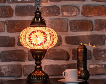 Turkish Mosaic Lamp, Moroccan Lamps, Bedside Night Lamp, Handmade Home Gift, Antique Vintage Lamps, Medium Globe Table Lamps, Handmade Light