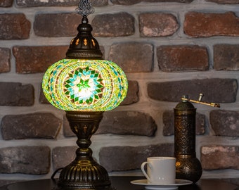 Turkish Lamp, Moroccan Mosaic Lamps, Desk Lamps, Table Lamp, Home Decor,  Antique Decorative Glass Bohemian Vintage Lamps, Authentic Rustic