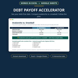 Debt Payoff Accelerator – Snowball vs Avalanche Calculator (Excel/Google Sheets)