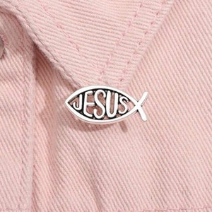 Jesus Fish Enamel Pin | Clothing Pin | Christian Emblem | 1pc |