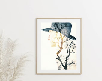 Cowboy Double Exposure Digital Print | Dekoracja ścienna Western | Dekoracja ścienna Boho