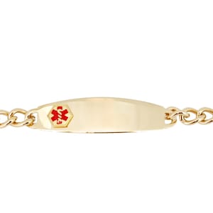 Men&#39;s Medical Alert ID Large Link Gold Plated I.D. Bracelet