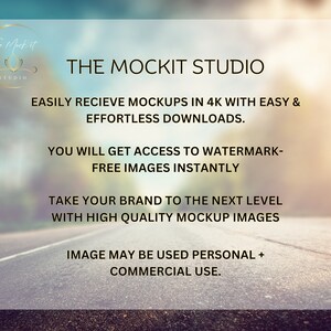 Puede incluir: El logotipo de The Mockit Studio con un dise&ntilde;o de flor de loto. El texto dice: "The Mockit Studio", "Reciba f&aacute;cilmente maquetas en 4K con descargas f&aacute;ciles y sin esfuerzo.", "Obtendr&aacute; acceso a im&aacute;genes libres de derechos de autor instant&aacute;neamente", "Lleve su marca al siguiente nivel con im&aacute;genes de maquetas de alta calidad", "La imagen se puede utilizar para uso personal y comercial."