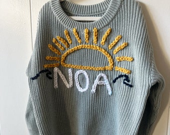 Personalized Hand Embroidered Baby and Toddler Name Sweater