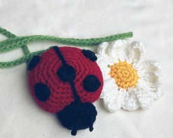 Lady Bug and Daisy Crochet Car Hanger