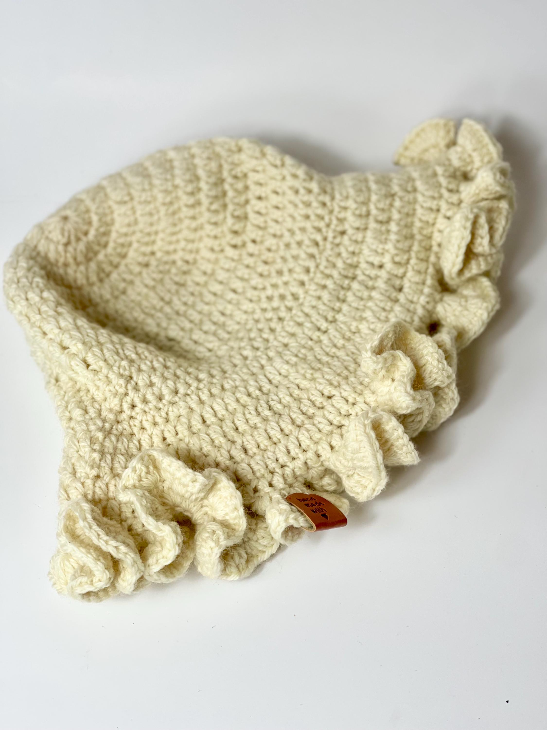 Crochet Ruffle Hat Cream - Etsy