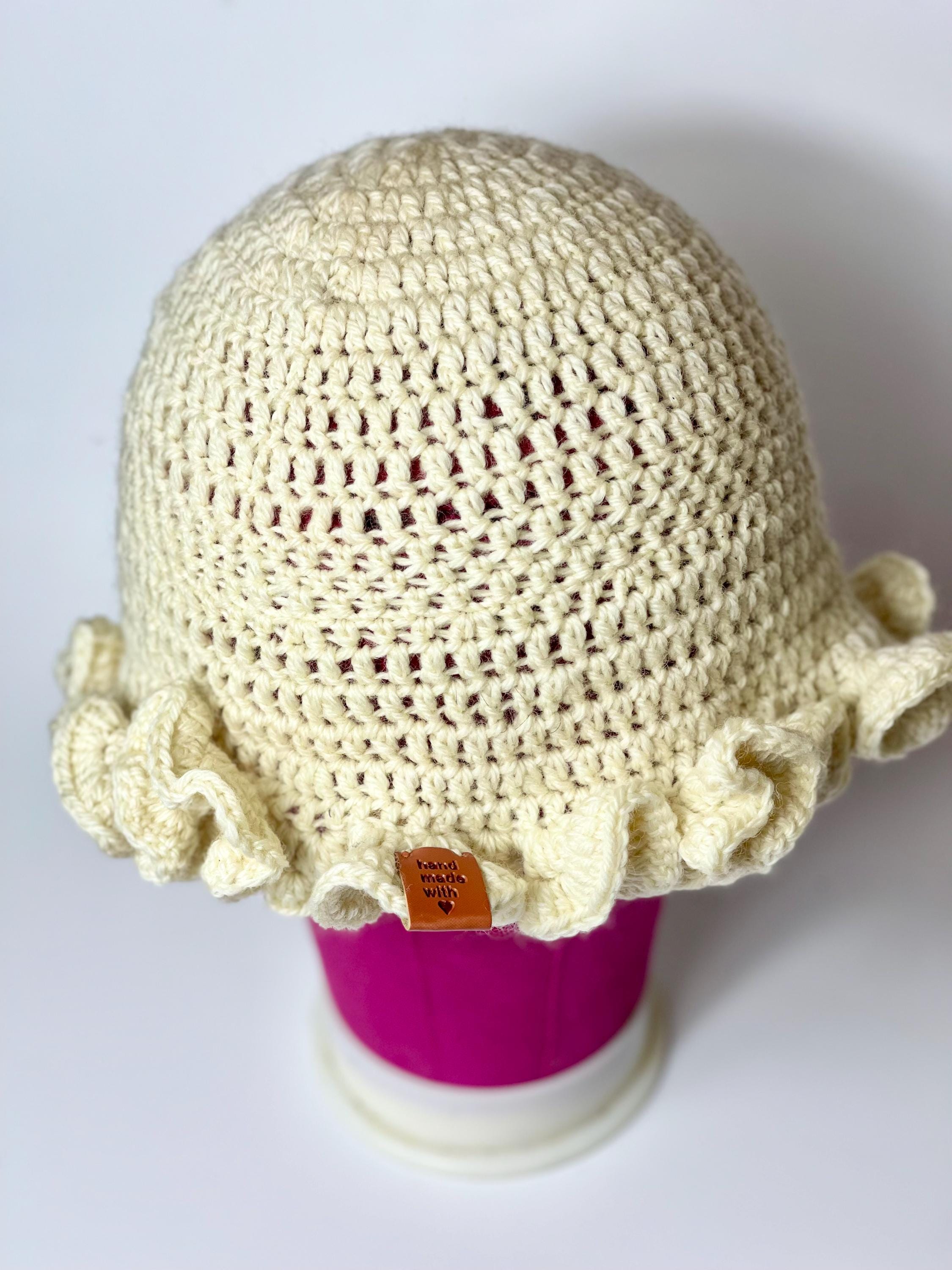 Loeffler Randall Crocheted Bucket Hat in Cream and Rust Straw Bucket Hat - Packable Sun/Beach Women main image 2